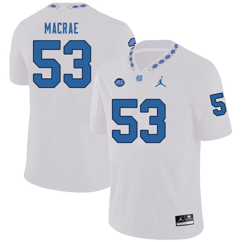 Men #53 Gibson Macrae North Carolina Tar Heels College Football Jerseys Sale-White